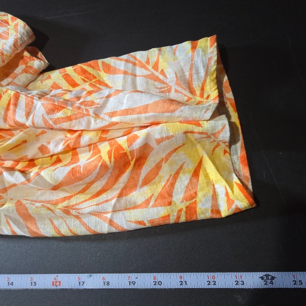 Land n Sea Orange Linen Blend Tropical Top Medium Boho Summer Coastal Resort - Picture 8 of 9